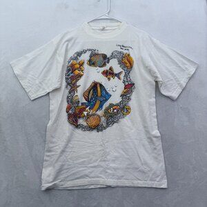 Vintage Long Beach Island T Shirt Men L White Fish Animals Nature New Jersey